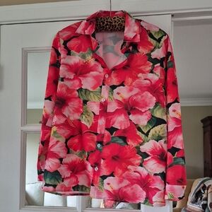 Bold Pink Floral Button-Up Shirt